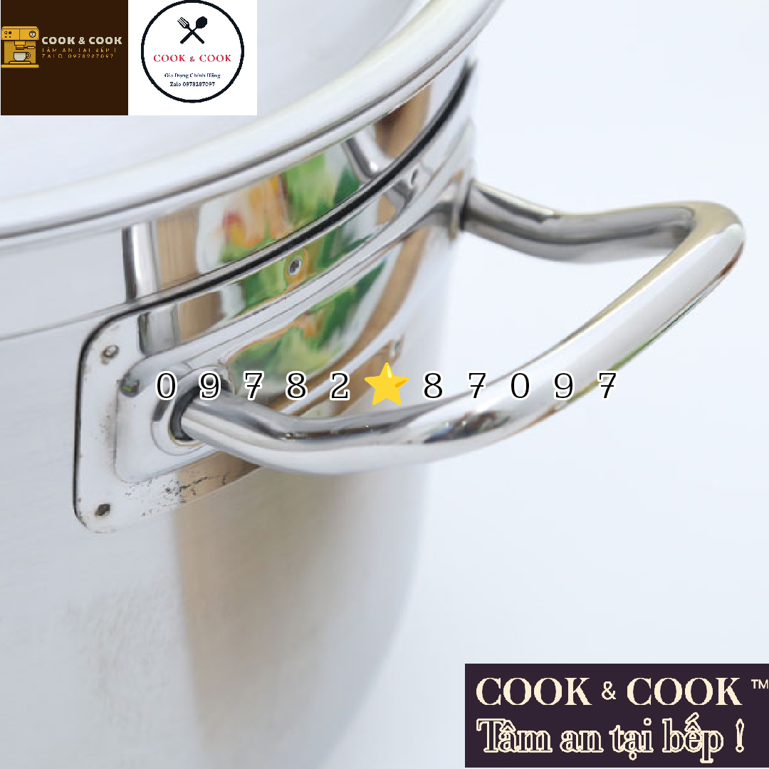 Nồi luộc gà inox 3 đáy nắp kính size 30 cm dung tích 13 LÍT sử dụng trên bếp từ