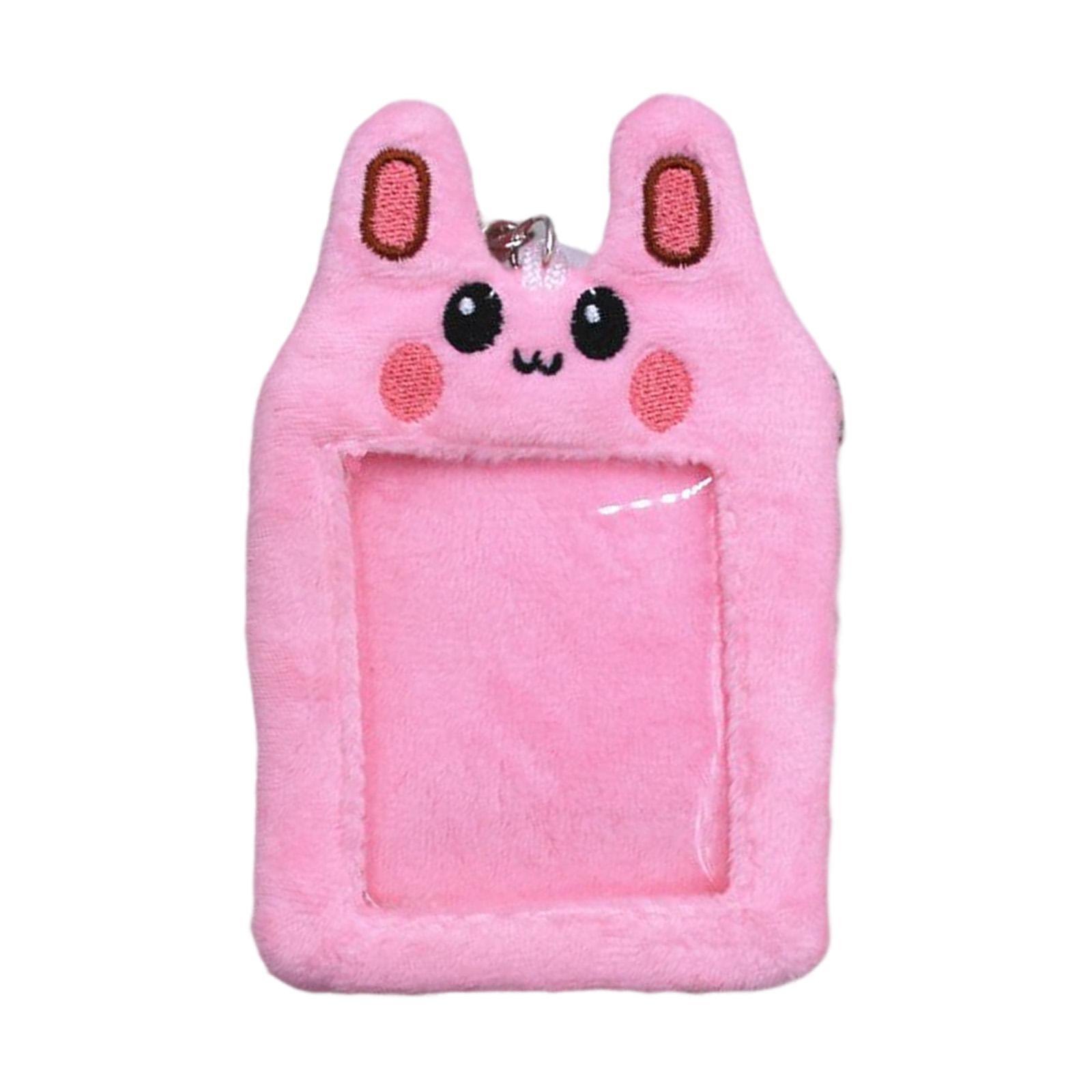 Plush Photocard Holder Cute ID Card Holder Pendant Keychain Photo Sleeves Protector for Household, Wedding, Driver Licenses, Bus Card
