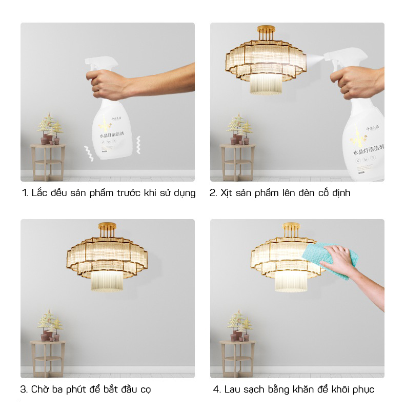 Dung Dịch Vệ Sinh Tẩy Vết Bụi Bẩn Ố Vàng Đèn Chùm Pha Lê, Thủy Tinh 500ML SHIMA - Hàng Nhập Khẩu