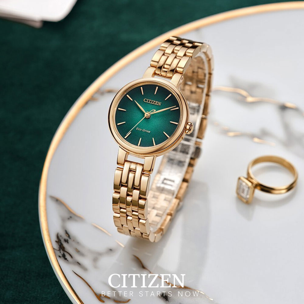 Đồng Hồ Nữ Citizen Dây Thép Không Gỉ EM0993-82Z - Mặt Xanh