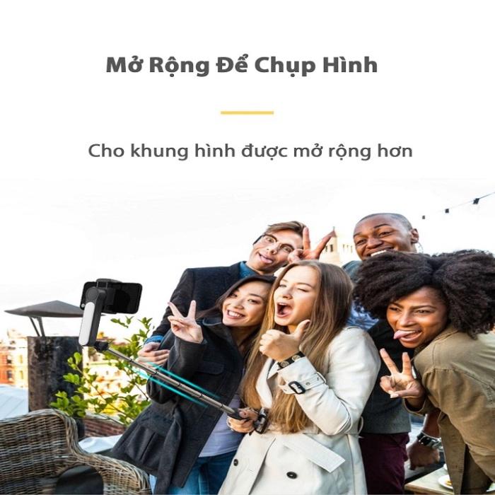 Gậy gimbal selfie chống rung L09 tích hợp đèn led trợ sáng - hỗ trợ đa dạng điện thoại, Gậy tự sướng có chân đứng xin sò