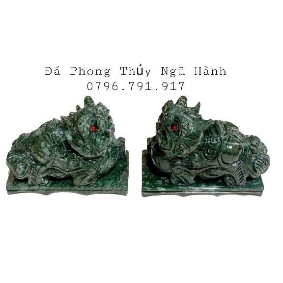 Cặp Tỳ Hưu Phong Thủy Đá Serpentine - dài 15cm
