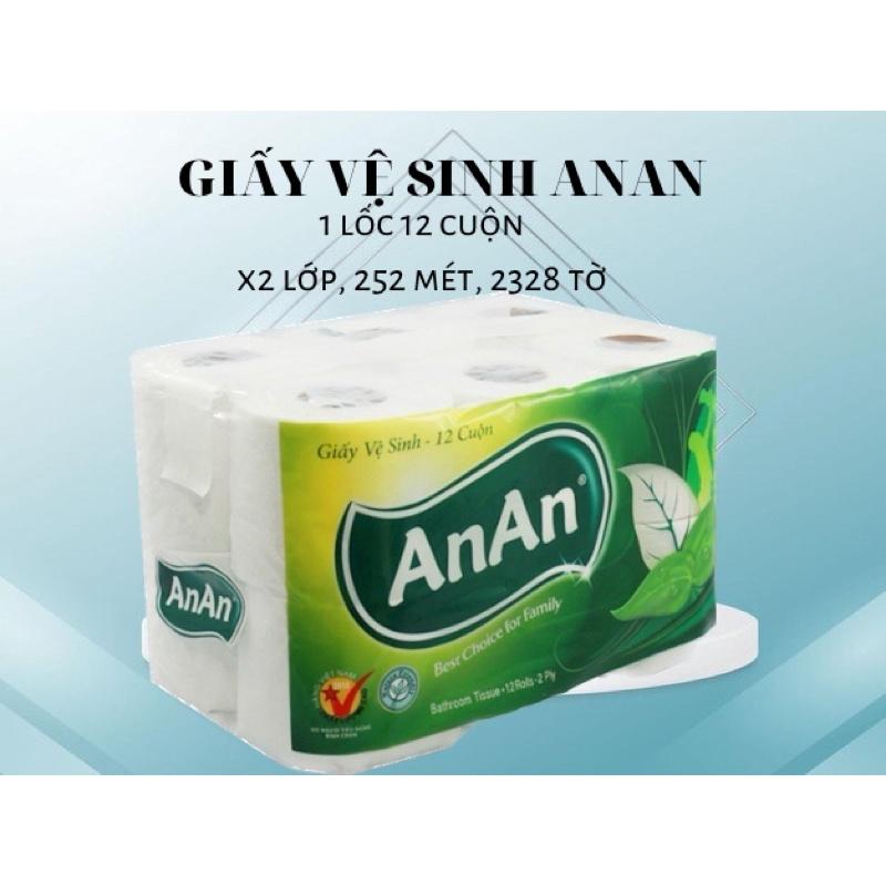 1lốc 12 cuộn  Giấy vệ sinh AnAn x2 lớp