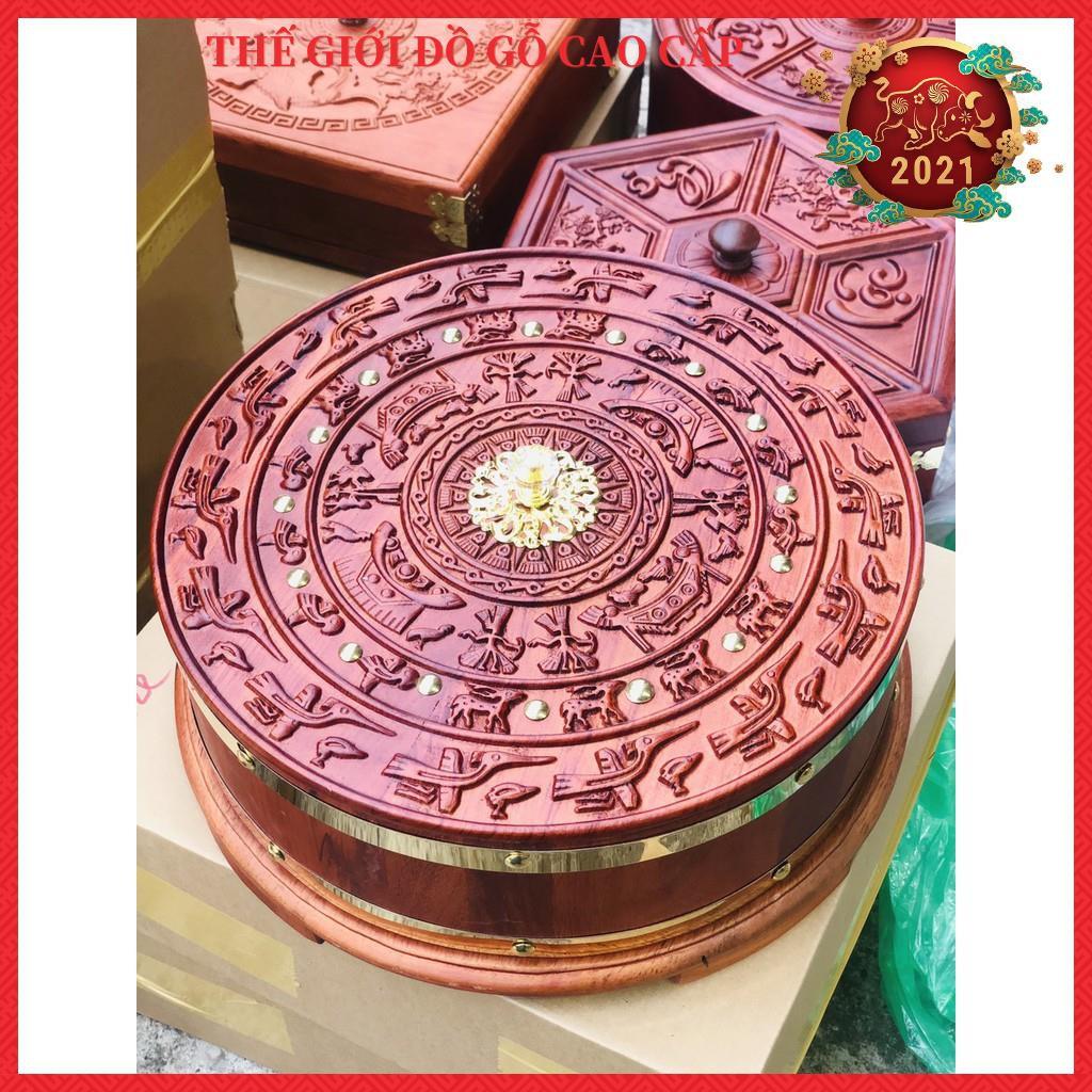 Hộp đựng bánh kẹo Khay Đựng Bánh Kẹo Mứt Tết Bằng Gỗ Trống Đồng Đông Sơn Gỗ Hương