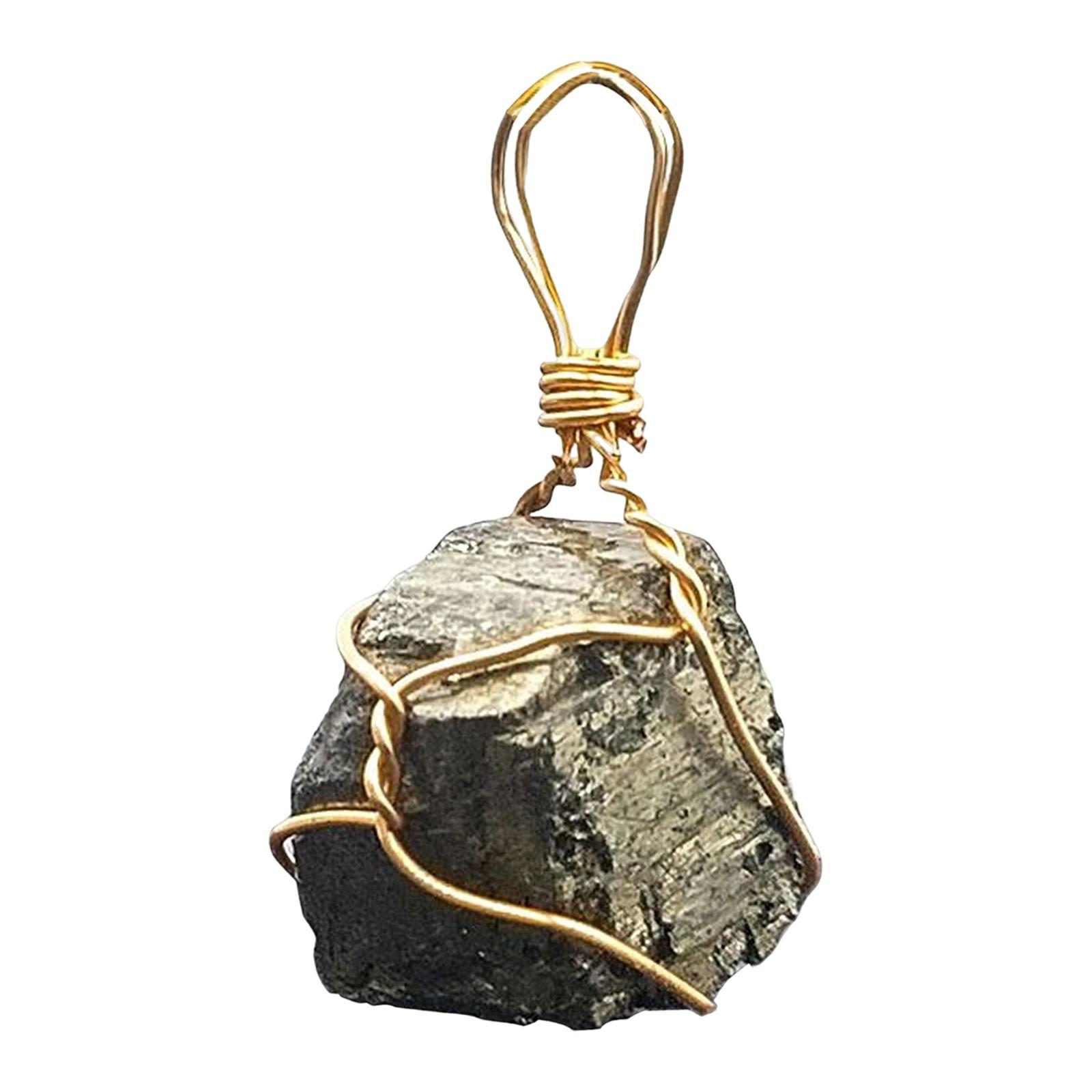 Pyrite Stone Jewelry Necklace Pendant Mineral Iron Rough Decoration