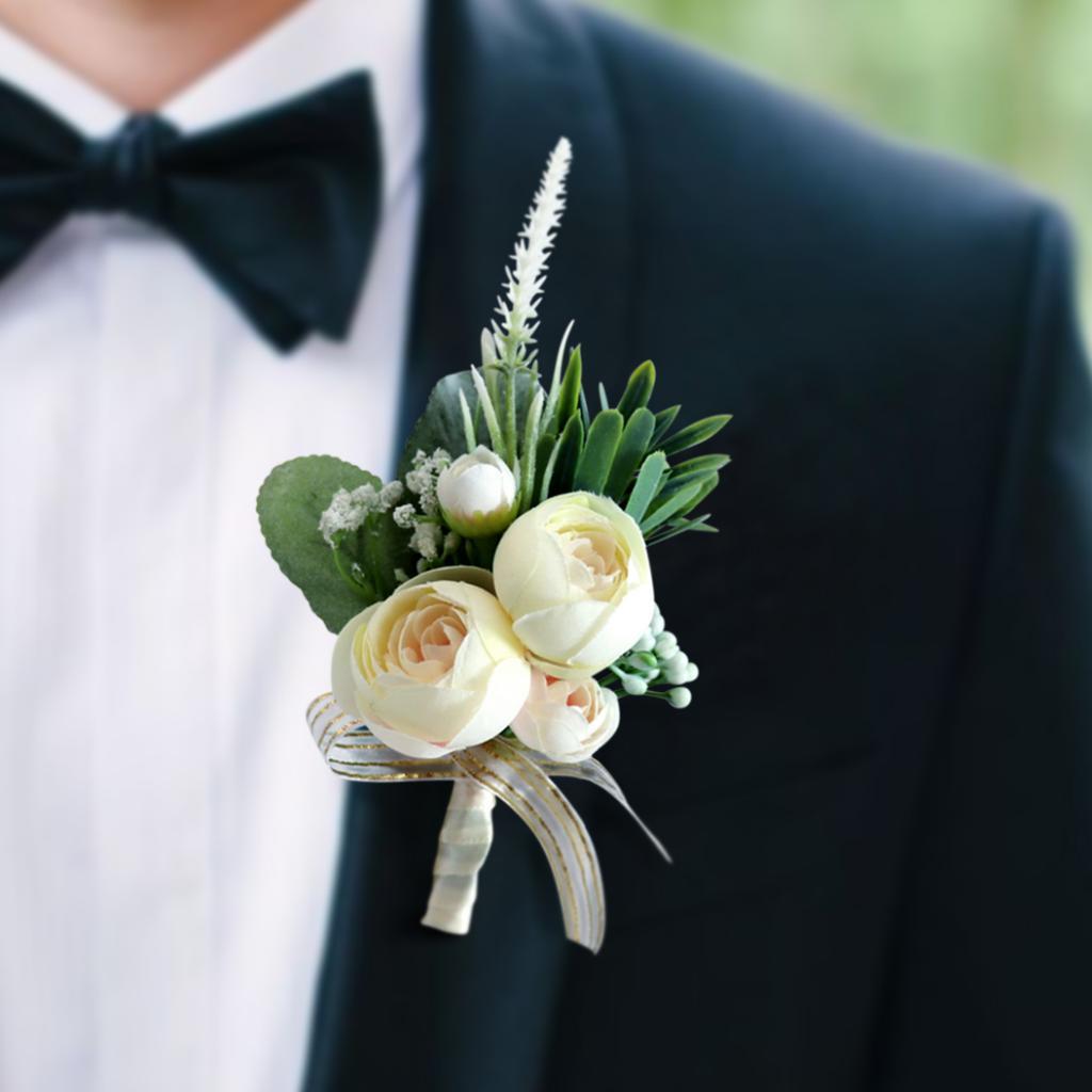 Artificial Flower Bud Boutonniere Wedding Party Groom /Best Man /Bride Maid