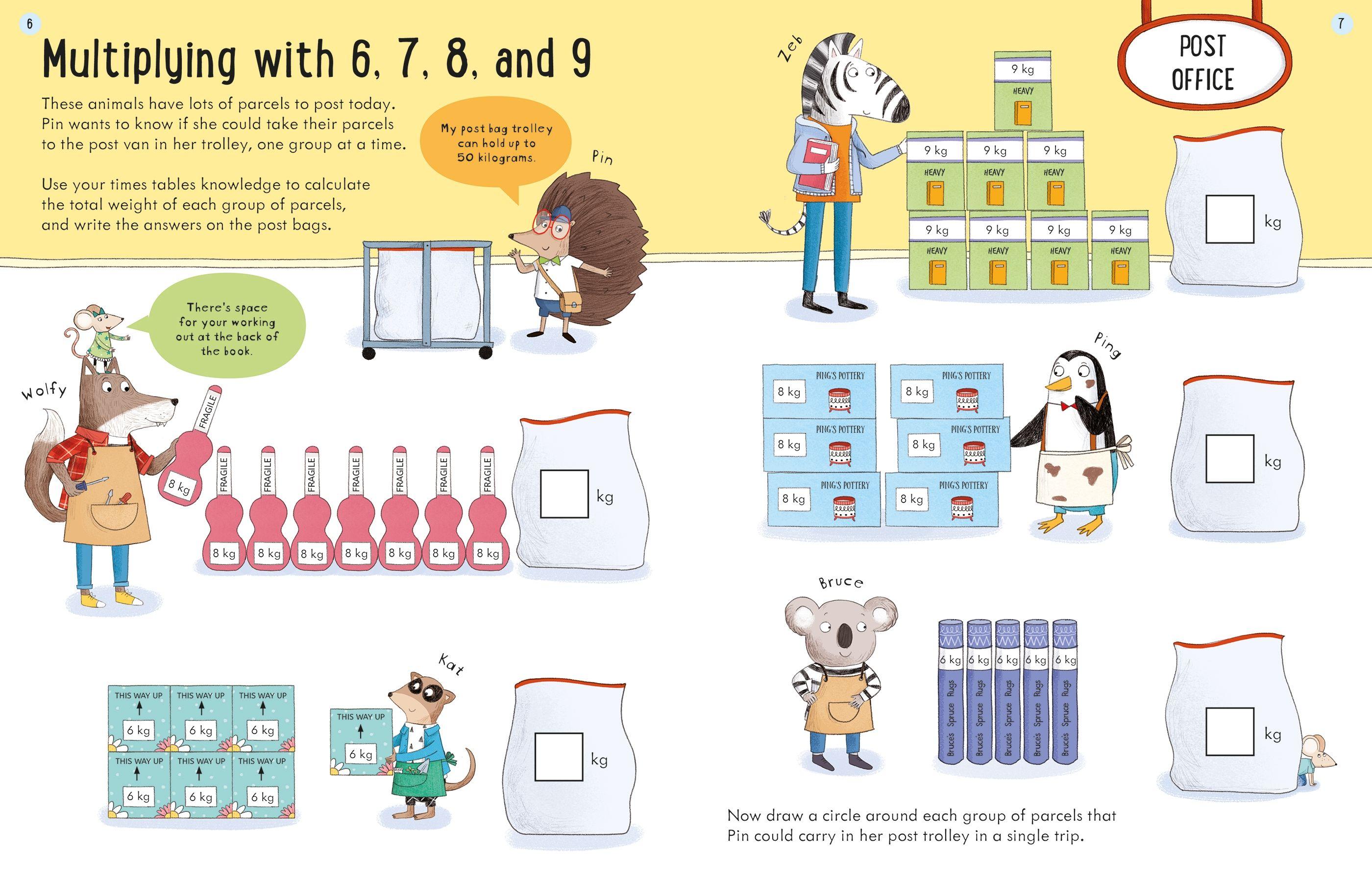 Sách học toán tiếng Anh: Usborne Workbooks Multiplying 7-8