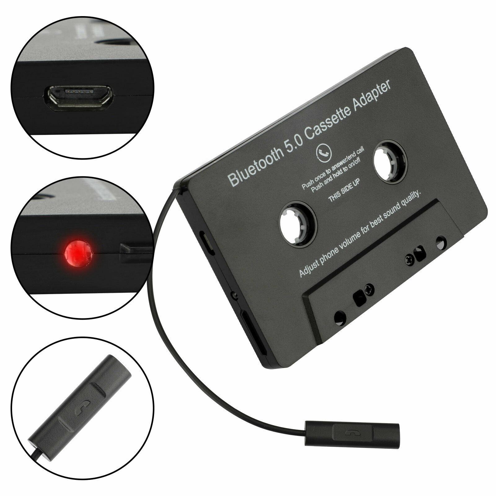 Universal Cassette to Aux Adapter with Stereo Audio with Built-in Battery