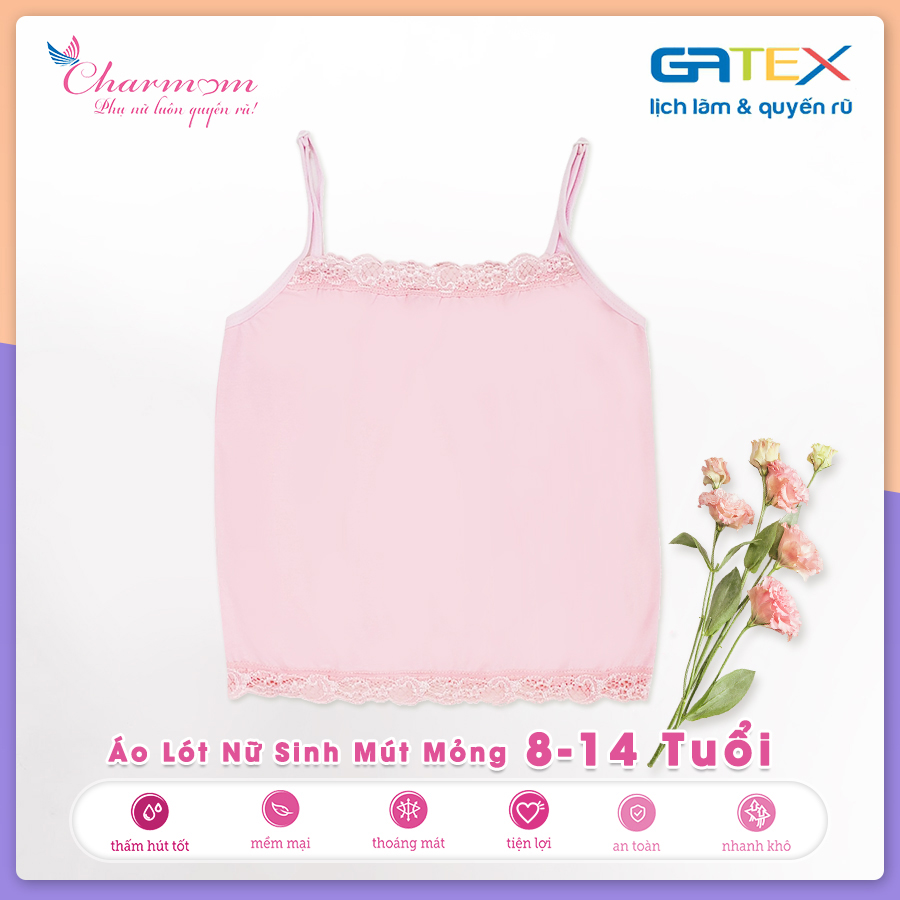 Set 2 Áo Lót Lá Bé Gái Form Dài GATEX Cotton Cao Cấp Charm teen từ 8 đến 14 tuổi