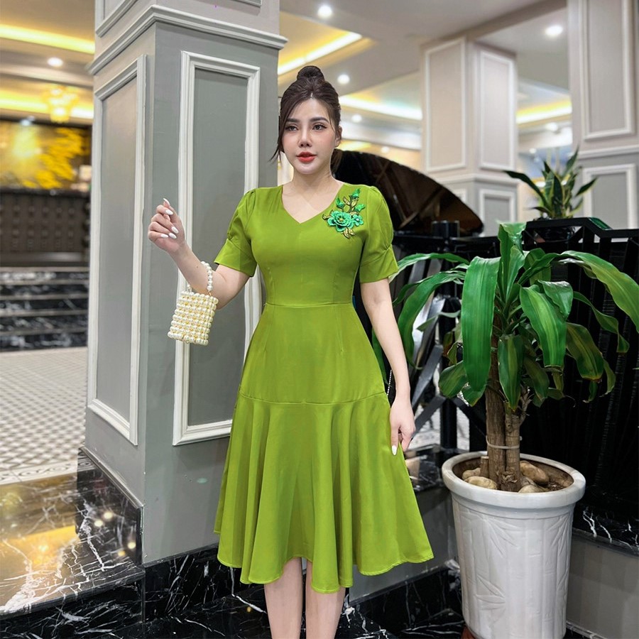 [HCM] Đầm đuôi cá kết hoa thêu 3D D076 - Lady Fashion - Khánh Linh Style