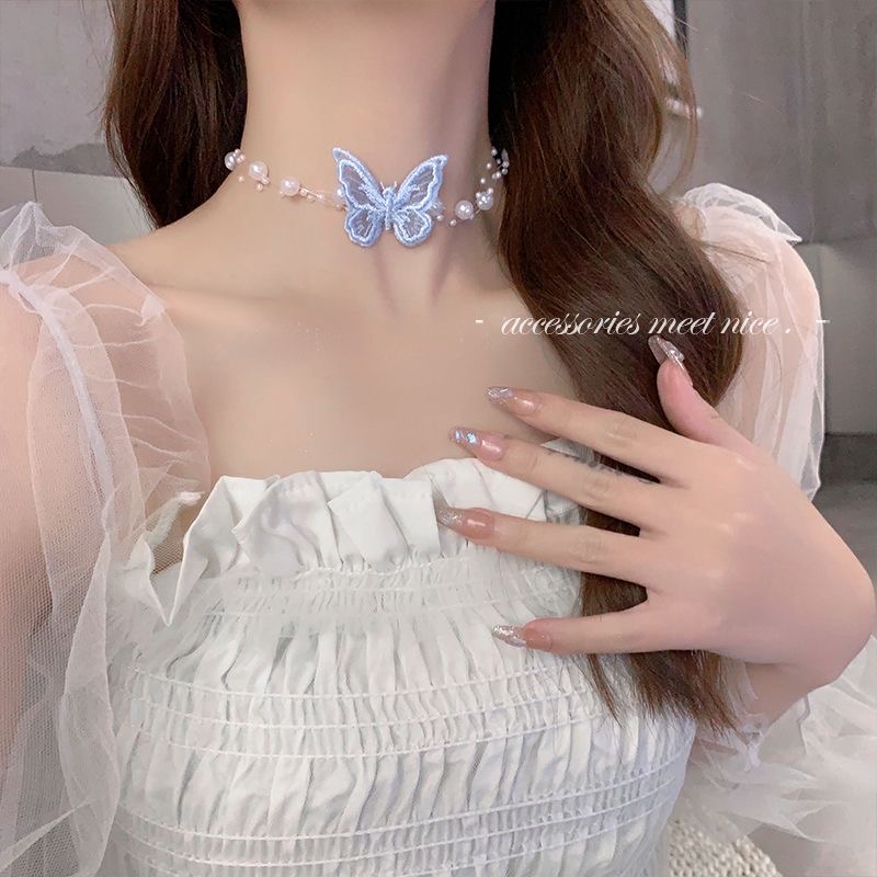 Vòng Cổ Choker Hạt Dây Mix Bướm Cực Xinh