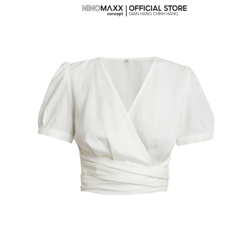 N&amp;M Áo croptop Nữ tay ngắn chất liêu linen thoáng mát 2103058