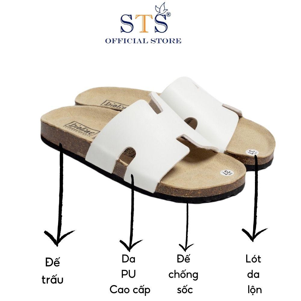 Dép đế trấu nam nữ Da PU unisex birken cao cấp xuất khẩu quai ngang chữ H êm chân thoải mái,đi chơi đi du lịch STPU04