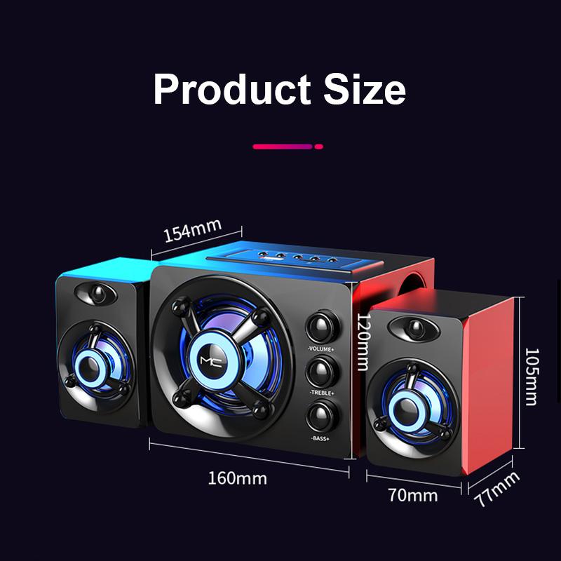 Loa âm thanh nổi HIFI 3D LED đầy màu sắc LIGHT BASS BASS AUX USB WIRED WIRELESS WIRELET AUDIO Nhà hát Nhà