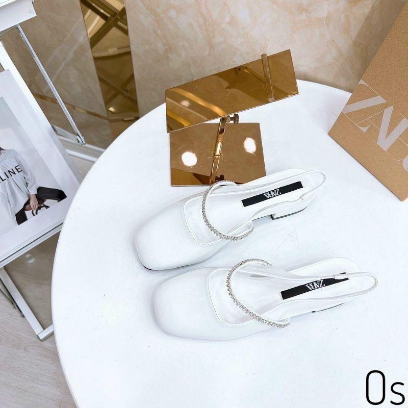 Giày mũi vuông dây đá hở gót có video và ảnh thật