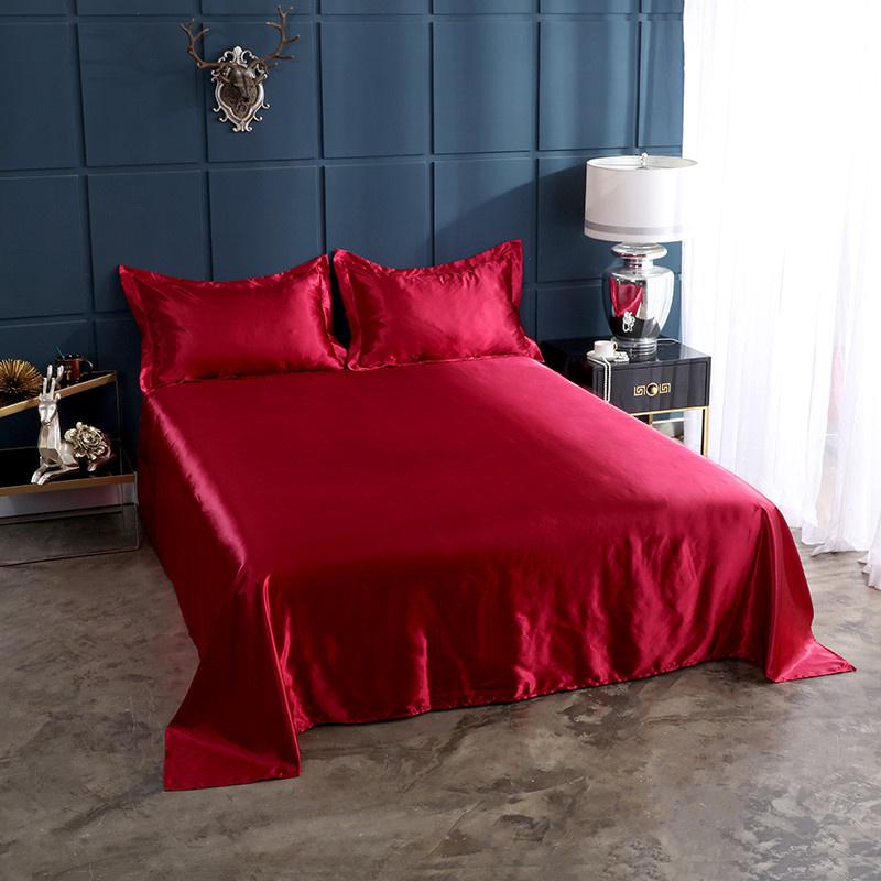 Cao Cấp Satin Thi Đua Lụa Giường Bộ Vỏ Gối Cao Cấp Nhà Nữ Hoàng Kích Thước Giường Bộ Mềm Mịn Bedsheets bedsheet