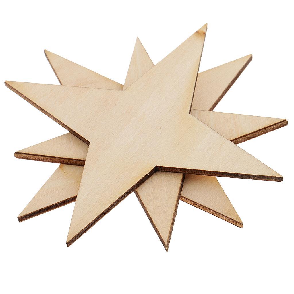 High Quality Blank 4 Point Star Shapes Rustic Wooden Embellishments DIY Wooden Name Card Unfinished Wood Plaque Sign DIY Decoration Wood Art Craft 10/20/30/40/50/60/70/90mm