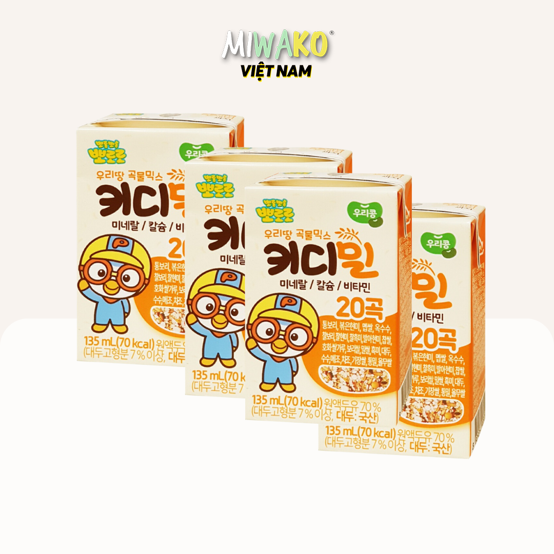 (Date 2026) Thùng 24 Hộp Sữa Hạt Pororo Hàn Quốc Pha Sẵn Dung Tích 135ml/ Hộp Cho Bé