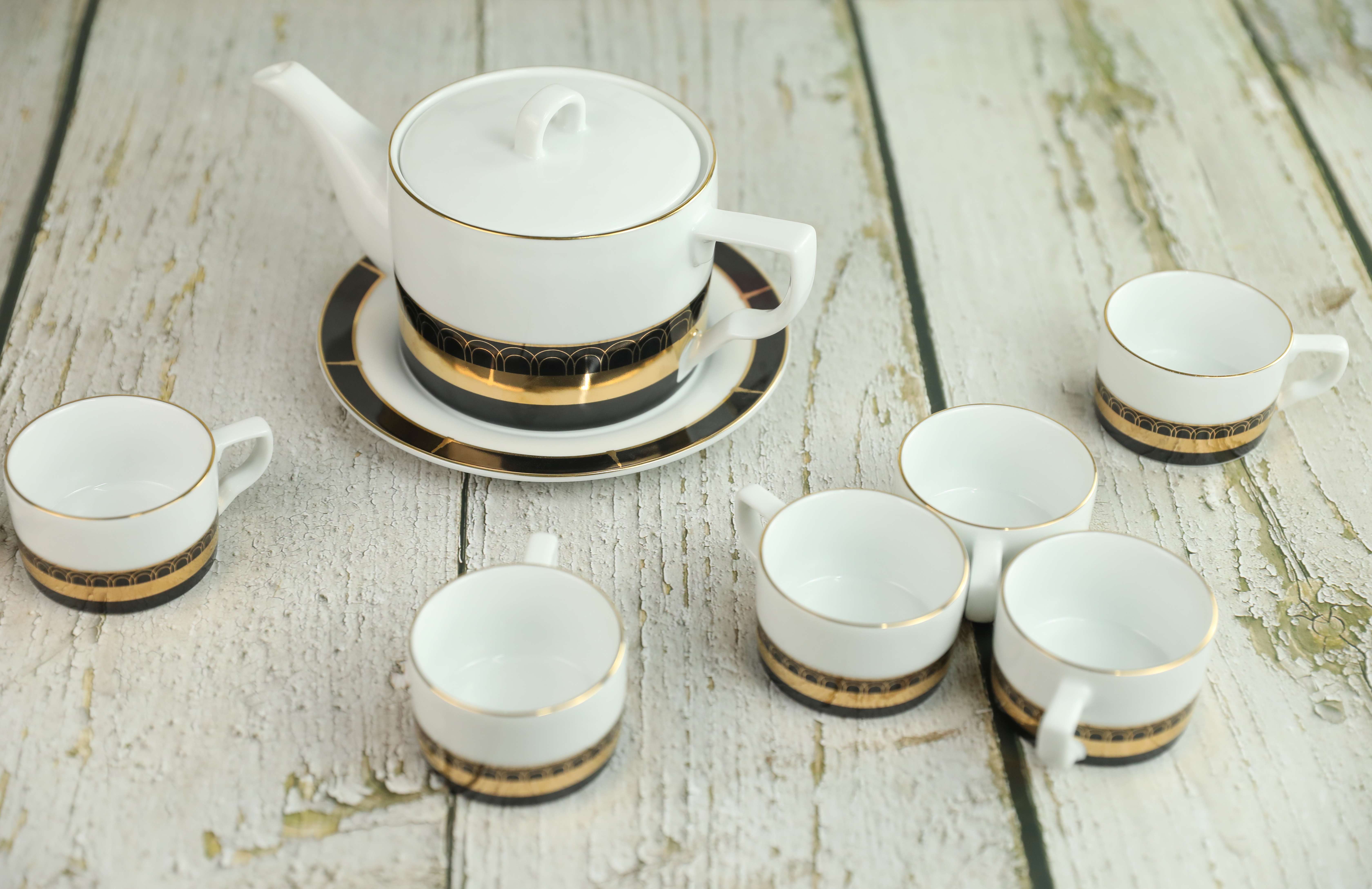 Set Lạc Nguyệt ( Bộ Ấm chén Kim Lai mạ vàng cao cấp Long Phương )