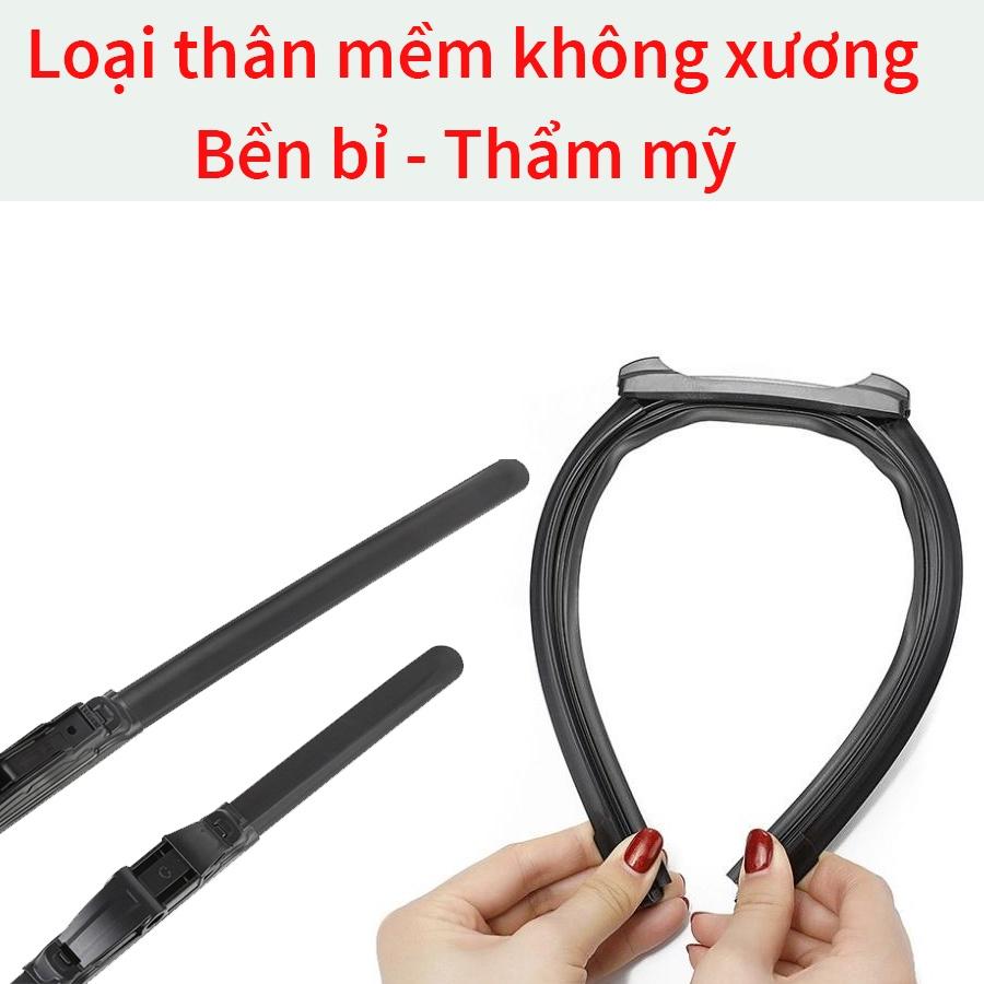 1 Cặp gạt mưa khung mềm,khung xương sắt lưỡi silicon cao cấp thanh chổi cần gạt kính nước mưa xe hơi, ô tô