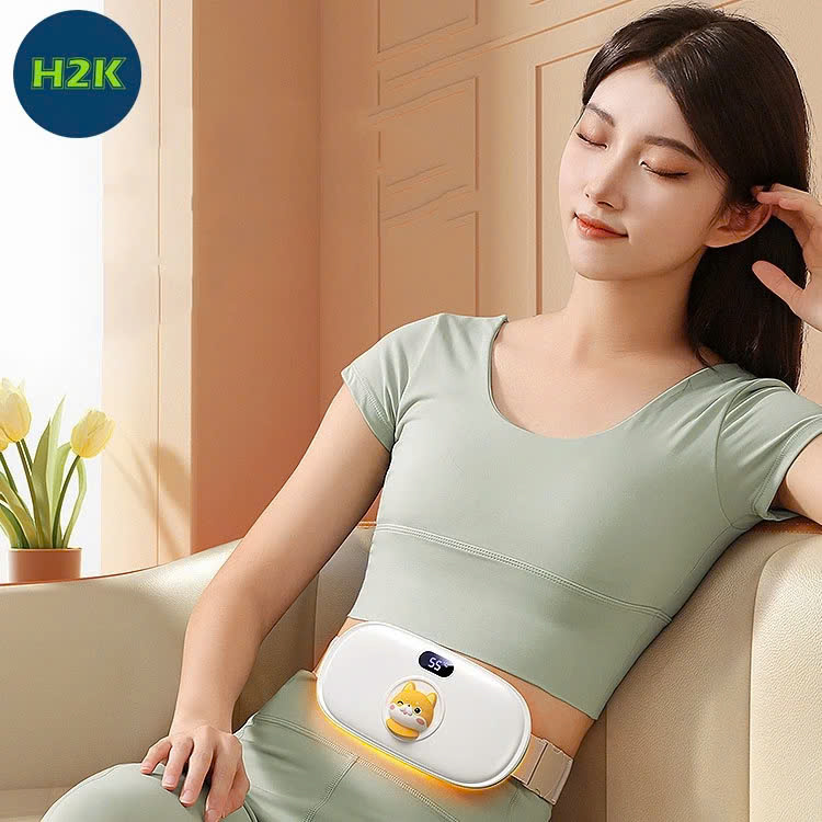 Máy chườm nóng hỗ trợ giảm đau bụng kinh có 4 chế độ massage và 3 mức nhiệt ấm bụng: 40-60 độ C Pin sạc UBS, món quà ý nghĩa tặng người yêu MÀU HỒNG