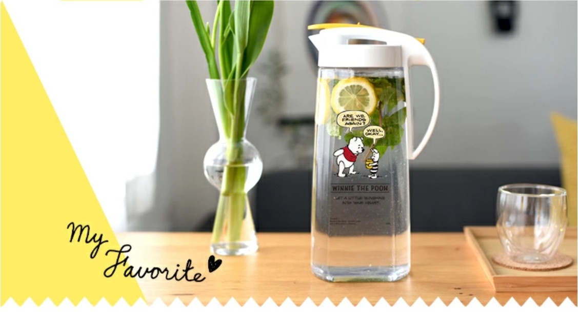Bình nước nắp khóa Asvel 2,1L in nhân vật hoạt hình Disney ngộ nghĩnh - Made in Japan
