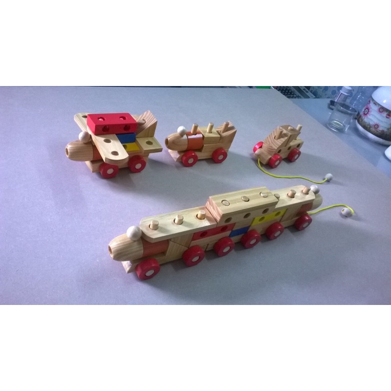 Đồ chơi tàu lắp ghép gỗ đa năng, tàu lắp ráp các mô hình phương tiện giao thông thông minh cho bé