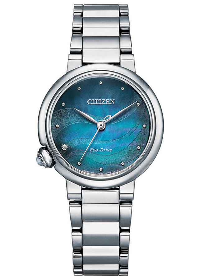 Đồng Hồ Nữ Citizen Đính Kim Cương Dây Thép Không Gỉ EM0910-80N - Mặt Xà Cừ (Sapphire)