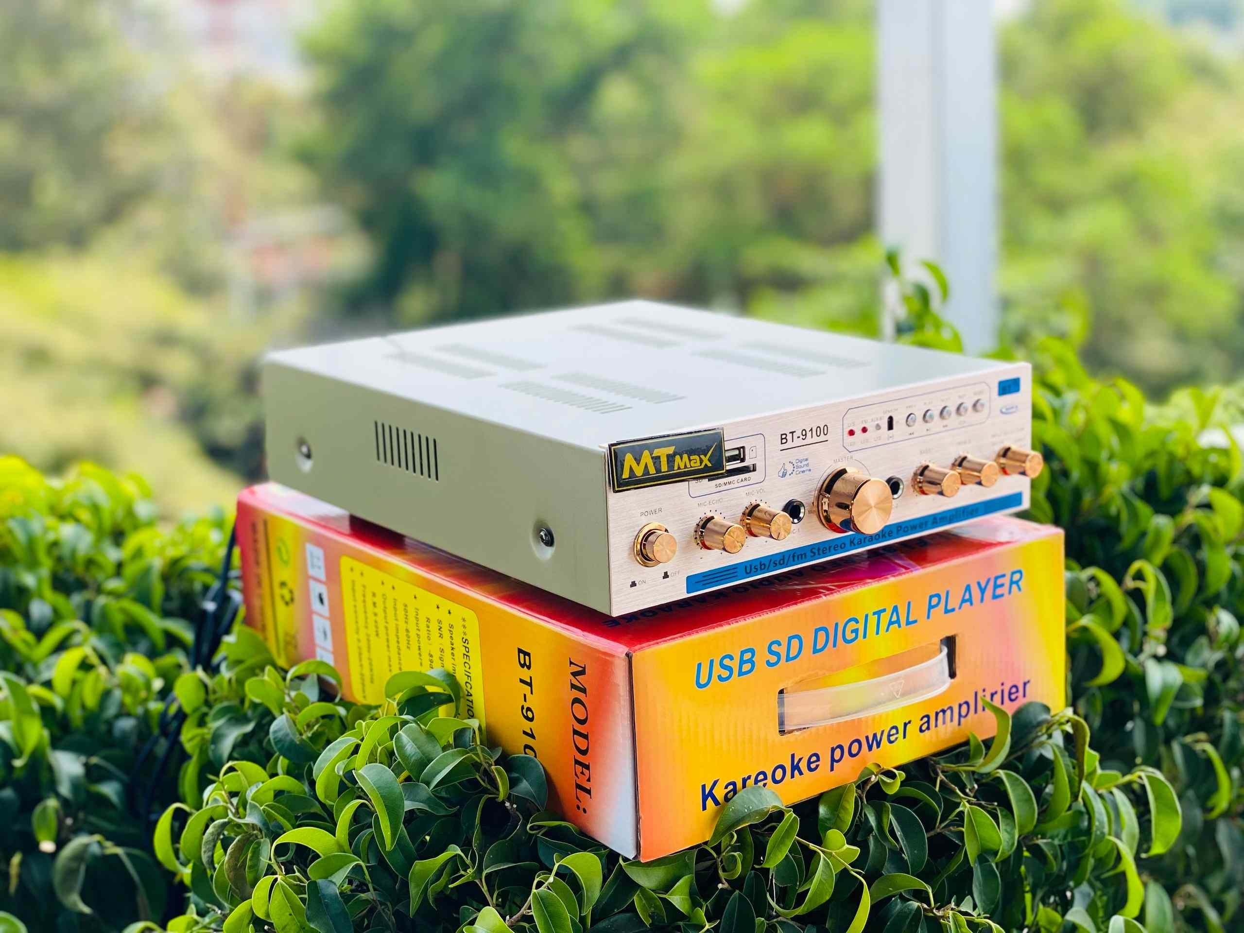 Combo Amply BT9100 Công Suất 300W Và 6 Cặp Loa Treo Tường, Âm Thanh Mini Cho Spa, Quán Cà Phê, Phòng Trà, Phòng Tập Thể Dục, Nhà Trường, Tặng 10M Dây Loa Kết Nối Với Amply, Hàng Nhập Khẩu
