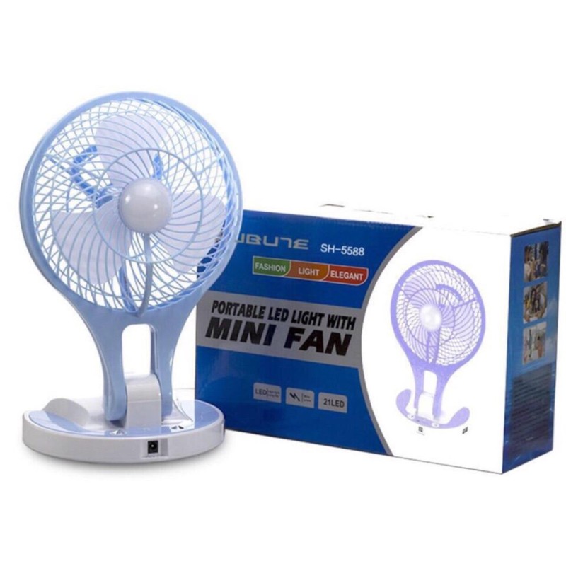 QUẠT SẠC ĐIỆN MINI FAN ly 5580 CÓ LED PHÁT SÁNG CỰC MÁT GẤP GỌN ĐƯỢC - JL