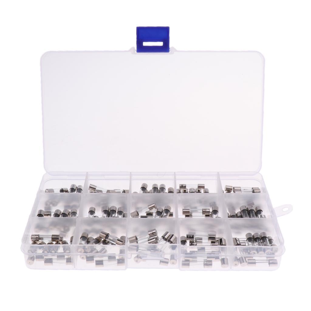 15*10 Pcs 5*20mm Quick Blow Glass Tube Fuse Assortment Kit Fast-blow