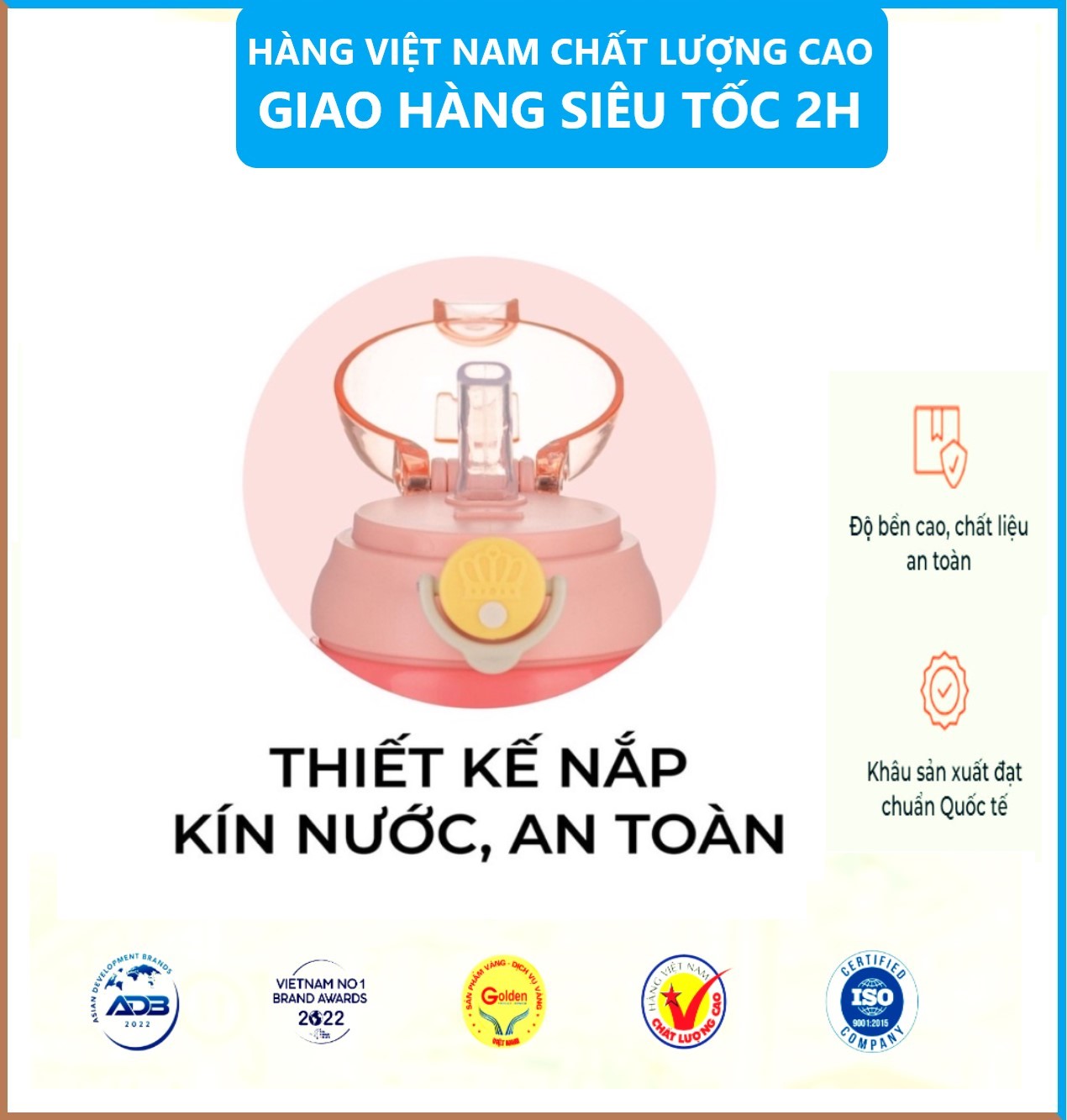 Bình Nước Trẻ Em 450ml HOKORI Chất Liệu Nhựa PP Nguyên Sinh Không BPA An Toàn Tuyệt Đối Cho Bé - Hàng chính hãng