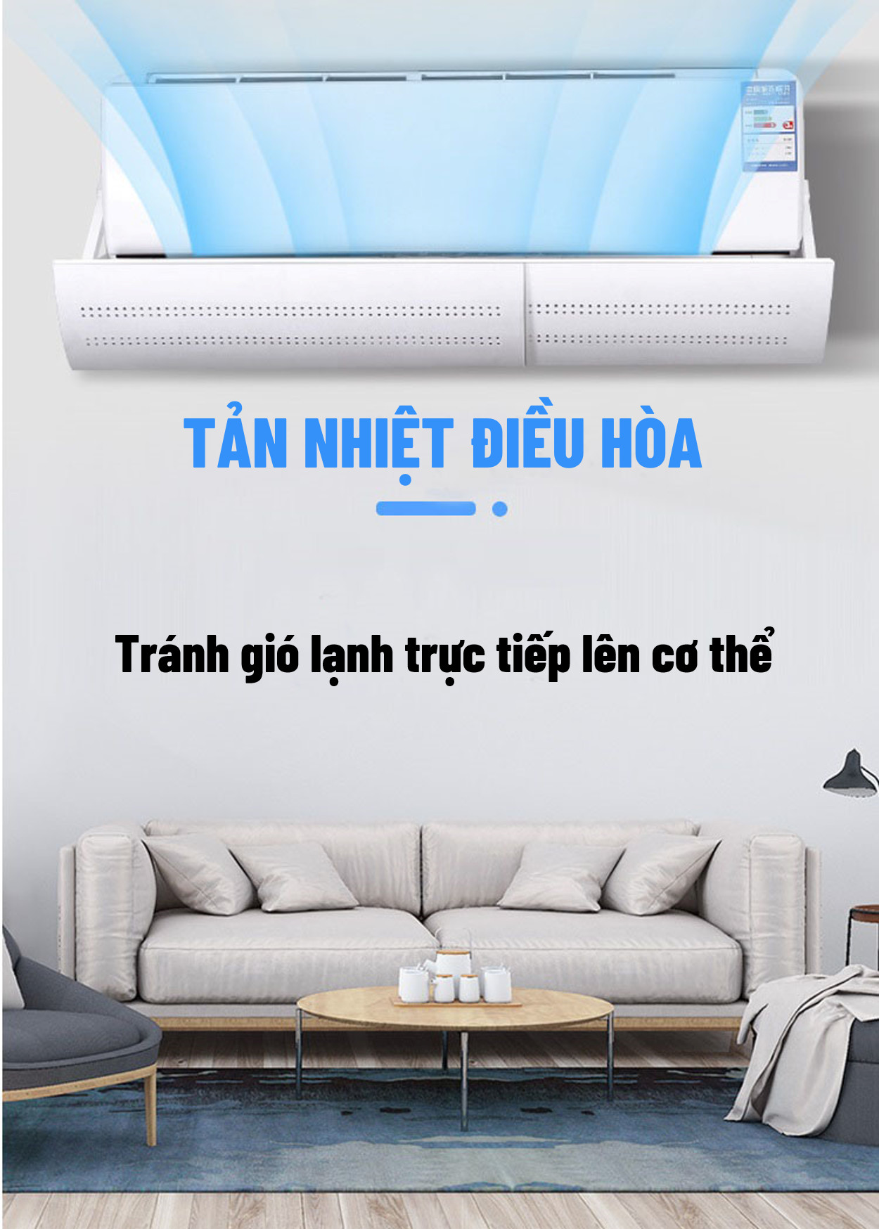 Tấm Chắn Gió Điều Hòa - Tản Nhiệt Máy Lạnh - Thiết Kế Lỗ Nhỏ Tránh Gió Trực Tiếp Từ Điều Hòa - Xoay 180 độ - Chăm Sóc Sức Khỏe Gia Đình, nhựa pvc thân thiện môi trường