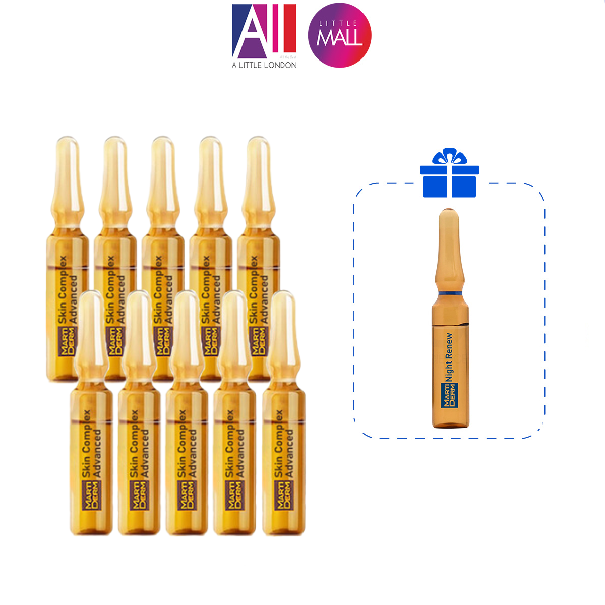 Set 10 Ống Tinh Chất Trẻ Hóa &Amp; Làm Sáng Da Martiderm Black Diamond Skin Complex Advanced 2Ml Tặng Mặt Nạ Sexylook Nhập Khẩu