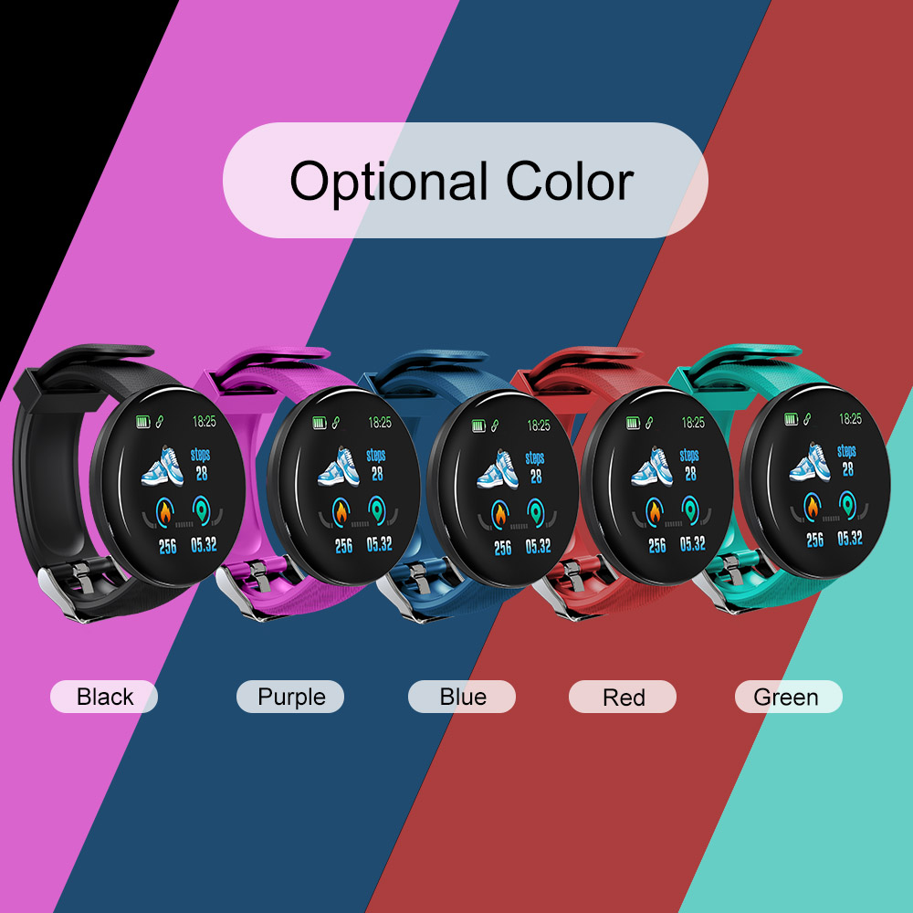 Đồng hồ thông minh D18 Màn hình TFT 1,3 inch IP65 Vòng đeo tay chống nước,theo dõi nhịp tim,giấc ngủ