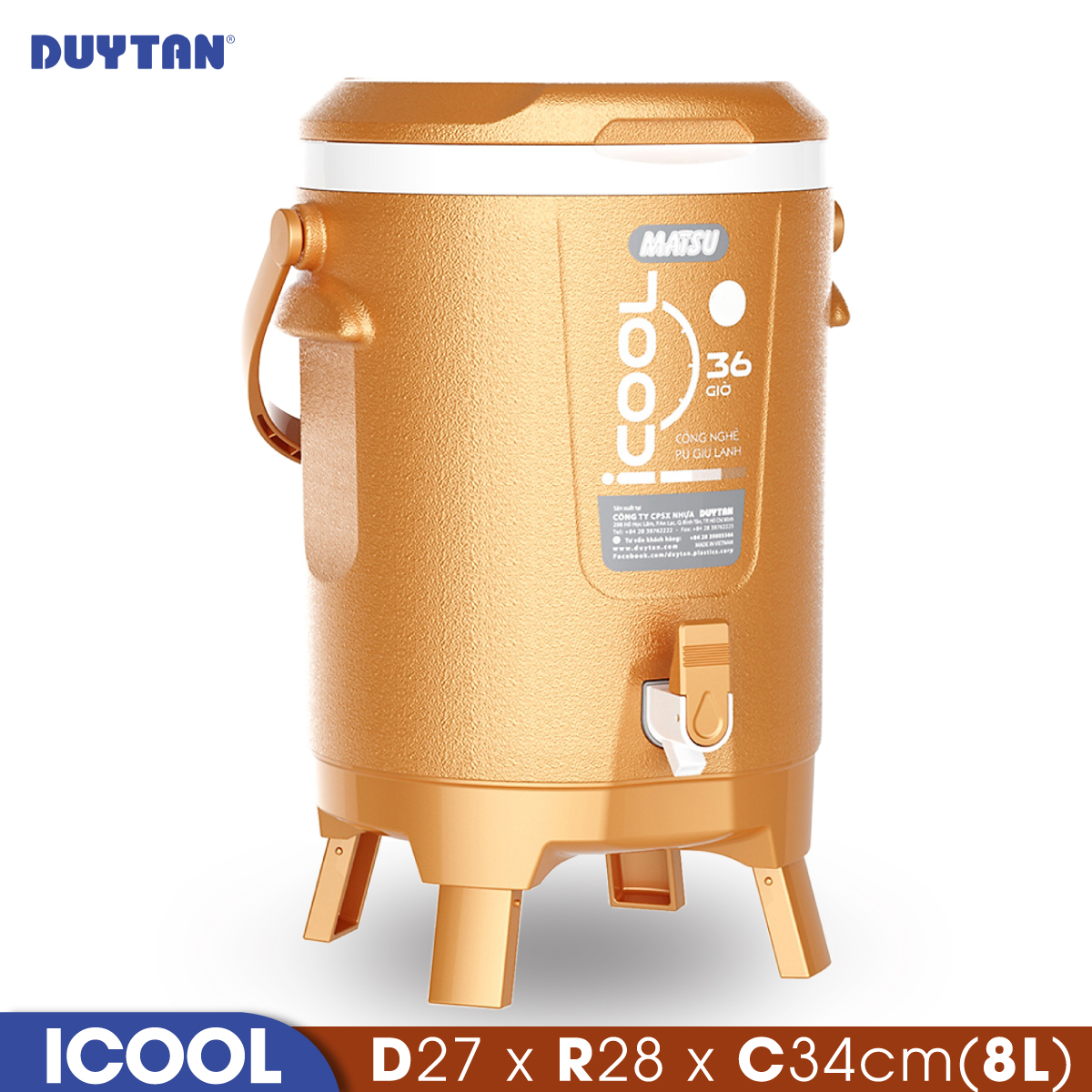 Bình đá giữ nhiệt nhựa Duy Tân Icool 8 lít - 05271 - Hàng chính hãng