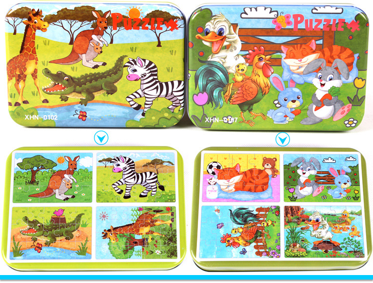 Đồ chơi hộp tranh xếp hình Puzzle 4 cấp độ 9-12-15-20 miếng nhiều chủ đề cho bé - Đồ chơi thông minh trẻ em