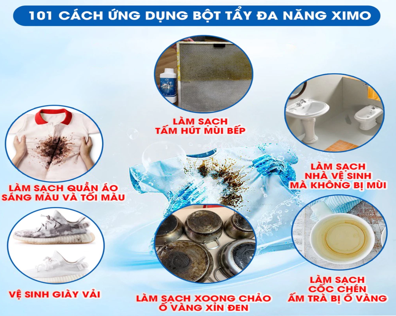 Bột tẩy trắng quần áo, đồ gia dụng đa năng Ximo Home- 350g