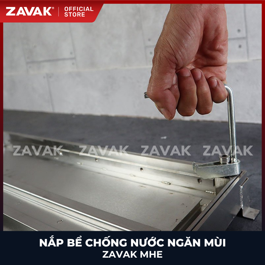 Nắp bể ngầm Zavak MHE-45 KT45x45cm, chống nước, ngăn mùi, lát gạch 1.2 cm, chịu tải xe 2.68 tấn, inox 304