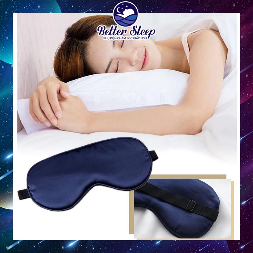 Bịt Mắt Ngủ Lụa Mềm Mại Thông Thoáng Có Dây Đeo Điều Chỉnh - màu Xanh Navy # 15 #BMNBS03