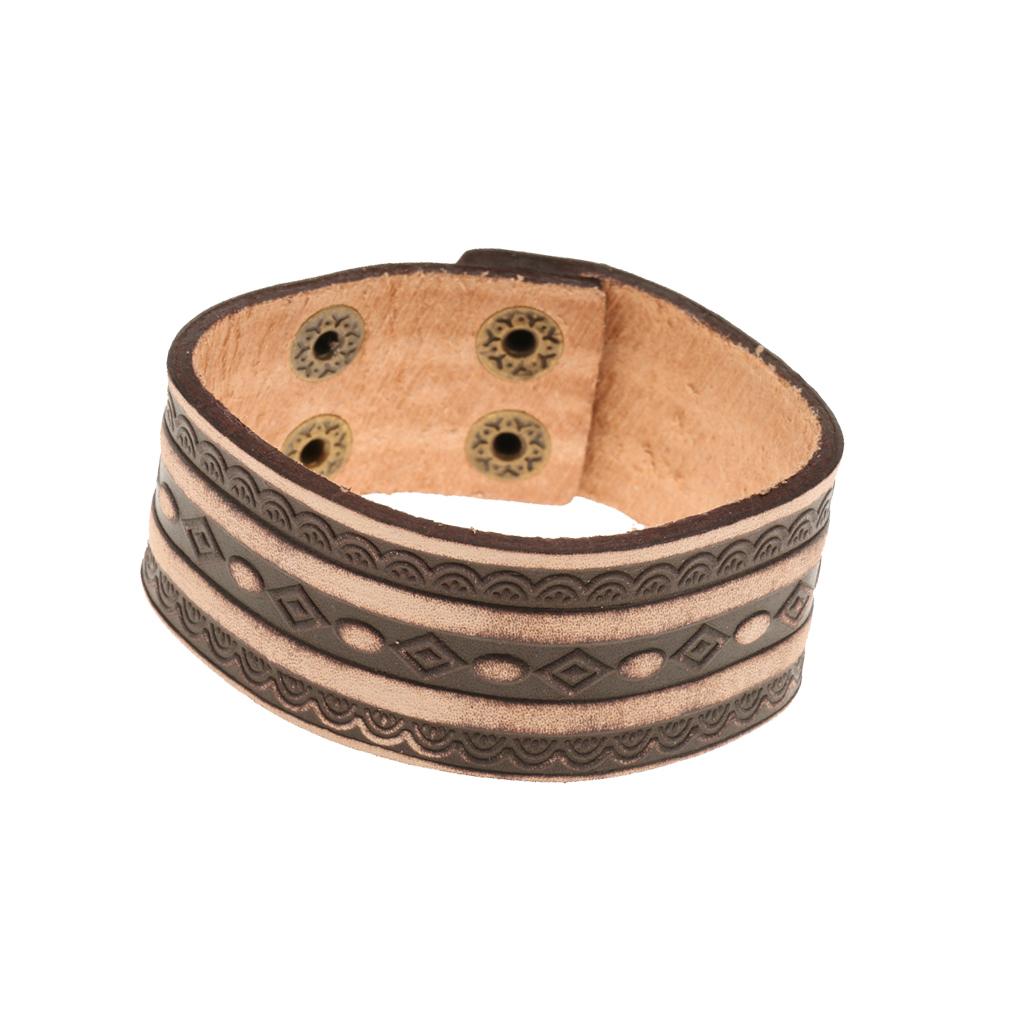 Punk Rock Leather Men' Bracelet Strap Belt Cuff Wrist Band