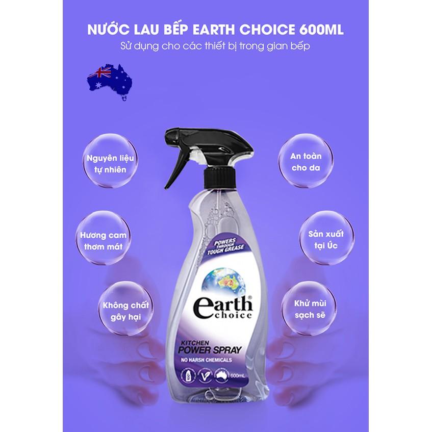 Nước lau bếp gốc thực vật Earth Choice Úc 600ml, tẩy sạch vết bẩn trên bếp, mùi hương tinh tế