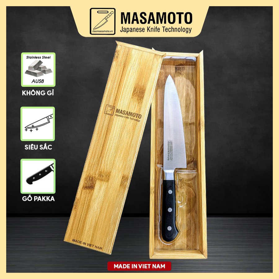 Dao Làm Bếp Cán Gỗ Masamoto Gyuto - MK302