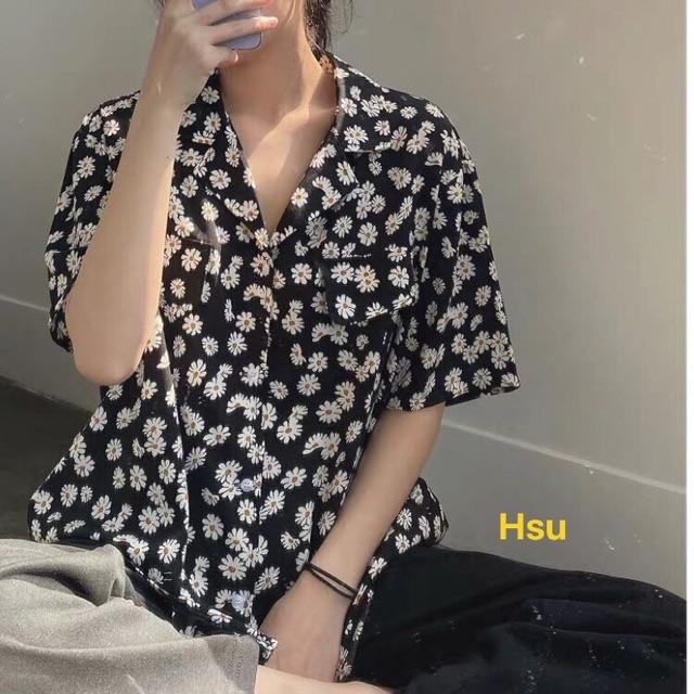 Áo sơmi cổ vec hoa cúc HSO765