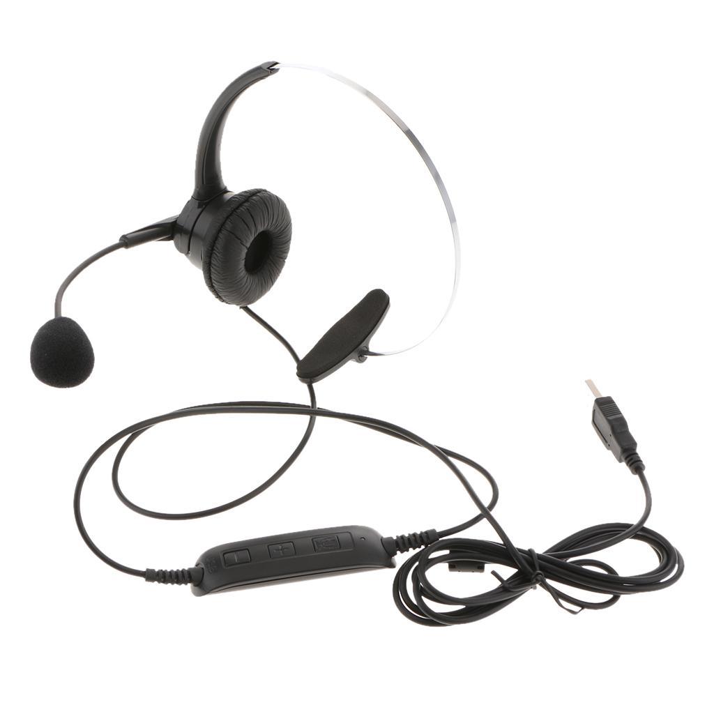 2 Pieces Hands-Free Call Center Monaural USB Headset with Mic for Computer