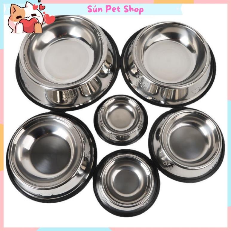 Bát ăn Inox cho chó mèo, có đế cao su chống trơn trượt