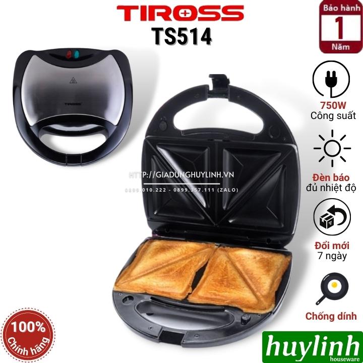 Máy nướng bánh mì sandwich hot dog Tiross TS514 - 750W - Chống dính cao cấp - Hàng chính hãng