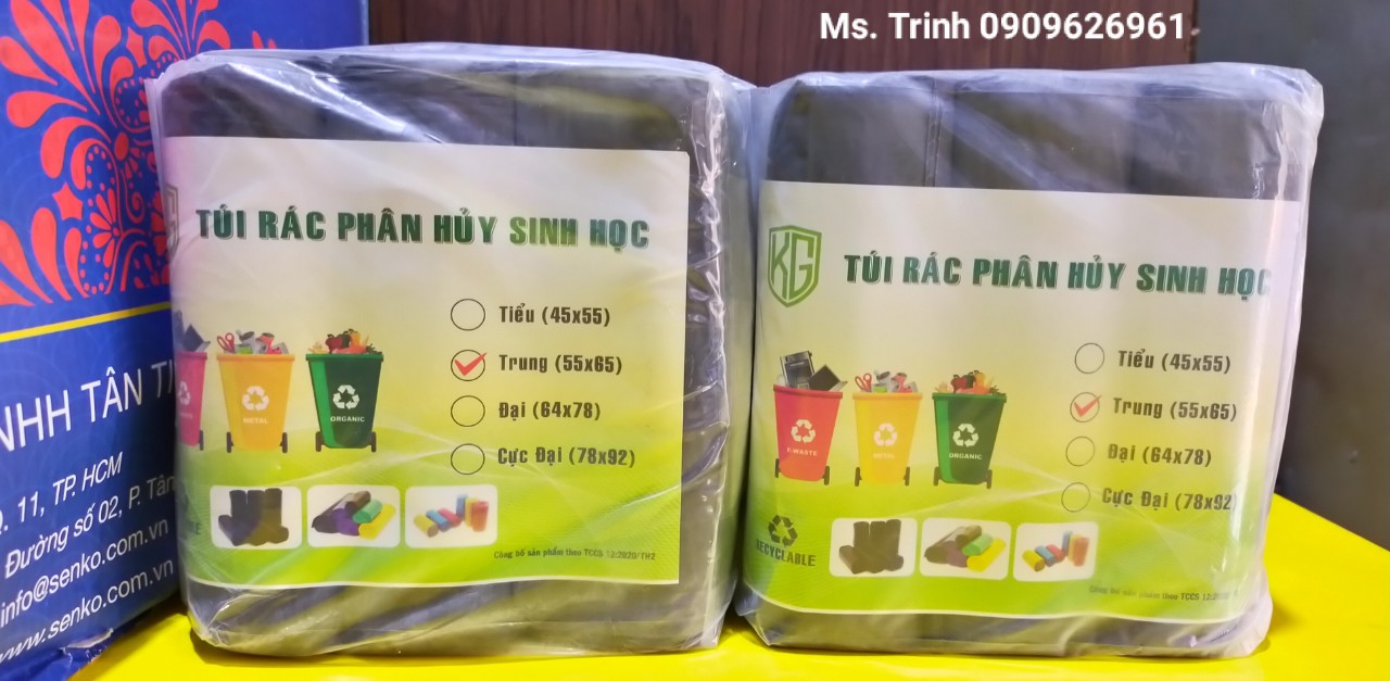 Set 390 cái ( 5 kí ) Túi Rác Cuộn PHÂN HỦY SINH HỌC - Màu Đen - Size Trung 55 * 65 CM - Kiều Gia