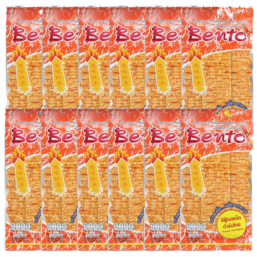 Combo 12 gói Snack Mực Tẩm Gia Vị Thái Bento 18g (Cam)