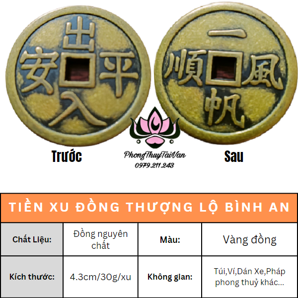 Tiền Xu Đồng Thượng Lộ Bình An 4.3cm